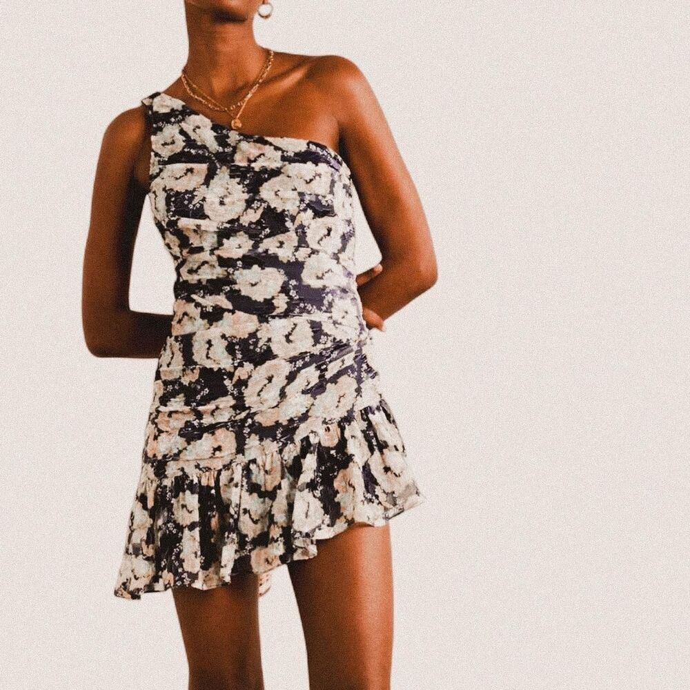 LoveShackFancy Zietta One-Shoulder Floral Mini Dress – Romantic Coquette Dream 0